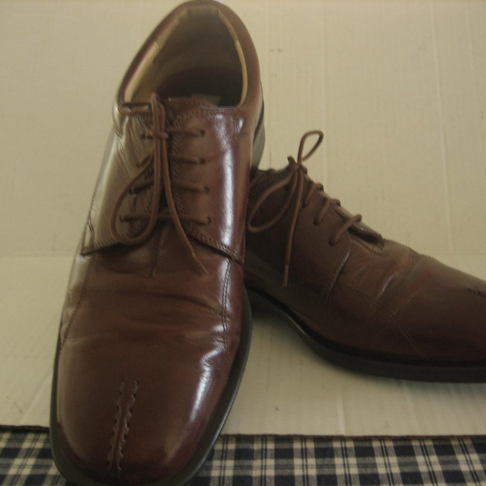 Stanley Blacker Men's Oxfords 10.5 M Brown Square Split Toe Leather Lace Up